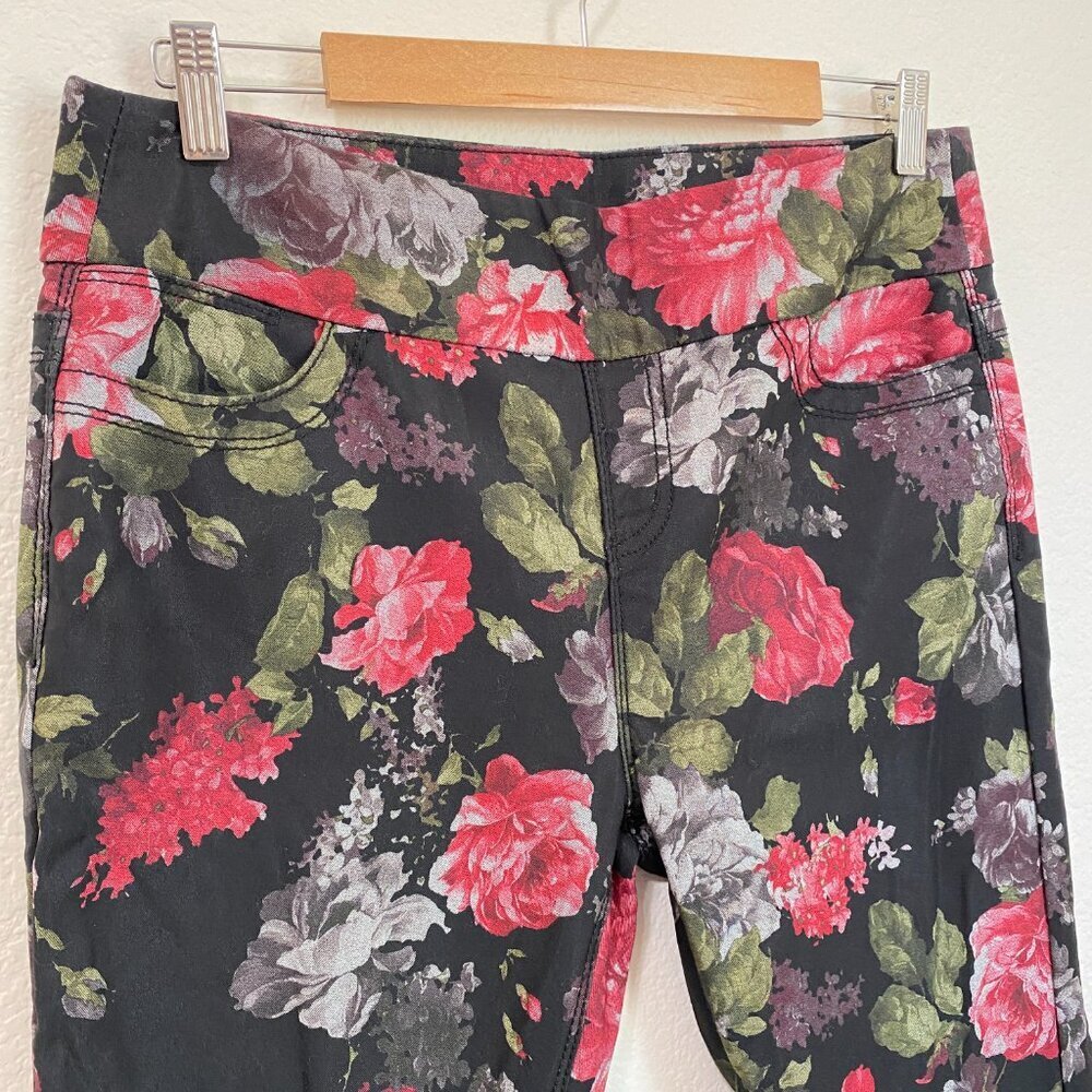 Soft Surroundings Pull-on Black Floral Leggings Pants Medium - Picture 3 of 8